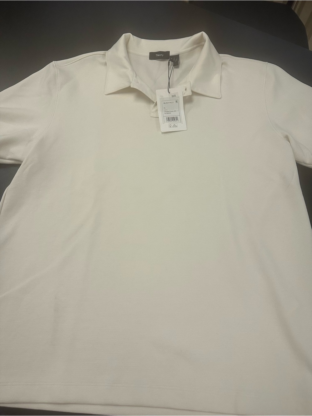 Theory Men's Cream Polo Shirt with Classic Collar